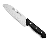 Arcos Cuchillo Santoku Acero Inoxidable Nitrum. Cuchillo Cocina japonés Pescado, Carne y Verduras. Mango ergonómico polioximetileno Pom y Hoja 170 mm. Multiusos. Serie Maitre. Color Negro.