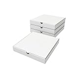 EGLASSON Cajas de Pizza Blancas Premium 33x33x3,5cm Pack 25 Unidades · Cartón Corrugado E-Flute 400g/m² - Antigrasa y Térmicas · Pack Delivery y Take Away