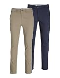 JACK & JONES Chino Trousers 2-Pack Slim Fit Chino Trousers Beige 34 32 Beige