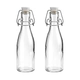 Devitre 2 botellas de cristal de 200 ml con cierre de clip, incluye etiquetas