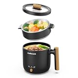 Audecook - Olla caliente eléctrica con vapor y sartén antiadherente multifuncional para freír/estofado/vapor, ideal para fideos ramen