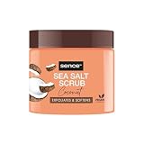 Sence Body Scrub Coconut, Exfoliante de sal marina de coco, vegano con toque tropical, aceite de jojoba y vitamina E, exfoliante cosmético de aceite de coco, cuidado de belleza, aceite de coco natural