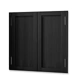 Puertas batientes de madera maciza de 2 vías para cafetería, 70-150 cm de ancho, puertas dobles de salón para cocina, bar, pub, pasillo, entrada (negro, 70 x 90 cm)