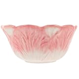Outanaya Cuenco Resistente a Deformaciones y Seguro de Cerámica China Rosa Forma de Col Adecuado para Ensaladas y Postres en Cocina Decorativa