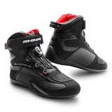 SHIMA EXO Vented, Zapatos de Motocicleta para Hombres | Zapatos de calle reforzados con sistema de cierre ATOP, Suela antideslizante, Mango de cambio de marchas (Negro, 42)