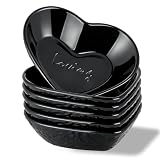 HOMQUEN Cuencos para Salsas, Juego de 6 Platitos de Plástico Resistente de 90 ml, Mini Plato Aperitivo en Forma de Corazón Negro para Salsa de Soja, Condimentos, Sushi, Kétchup y Barbacoas