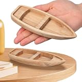 jojofuny Modelo de barco de madera sin terminar, canoa en miniatura de madera natural, decoración de fiestas marítimas, proyecto de manualidades, decoración del hogar