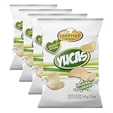 Yucas - Bolsa Individual de 65 g - Elaborado con Yuca y Aceite de Girasol 100% - Textura Crujiente - Ideal Como Aperitivo para Picar Entre Horas - Gourmet Latino (Paquete de 4)