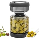 WhiteRhino Tarro de pepinillos con colador Flip,1L Recipiente de para pepinillos con doble a prueba de fugas,Tarro de cristal separador de jugo de pepinillos Flip Pickle y Olive Hourglass Jar(Gris 1L)
