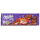 Milka MMMAX Choco Jelly, Tableta de Chocolate con Leche Alpina, Gelatinas, Confeti y Caramelos Efervescentes, 250g