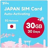 TSIM Tarjeta SIM japonesa de 30 días | Datos de alta velocidad de 30 GB en 5G/4G/LTE (se permite compartir datos) | Activación automática | Sin límite de velocidad de datos | Nueva tarjeta SIM 5G