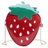 MenYiYDS 1 bolso de mano de fresa, bolsa de hombro de fresa, bolsa de dibujos animados, bolsa de cosméticos, bolsa de almacenamiento, accesorios de fiesta
