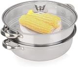 Olla Al Vapor De Doble Capa Para Cocinar, Olla Al Vapor De Verduras De 28 Centímetros, Olla Vaporera Acero Inoxidable, Cocina Al Vapor Verduras Al Vapor Cuscusera Con Tapa De Albóndigas De Verduras