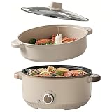 Hot Pot Eléctrico con Vaporera 4,6 L Portátil Olla Eléctrica 1000W
