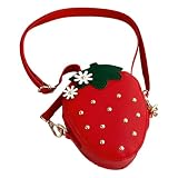 HSYWSH Bolso de Fresa Bolso Cruzado de Fresa Bolsos Fresa Forma de dibujo animado Bolsa Niña Crossbody Adecuado para niñas como regalo de cumpleaños (Rojo)