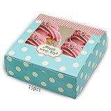 LAPONO 15 Cajas para Cupcakes con Ventana, Caja de Cartón Plegable para 4 Pastelitos, Muffins Galletas Repostería y Postres Secos, Embalaje de Regalo, Cumpleaños Fiesta y Eventos, Diseño de Lunares