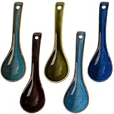 Saituo Home 5 Piezas Cuchara Ramen Asiáticas, Cucharas Soperas de Cerámica