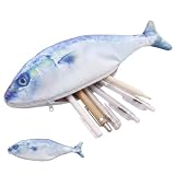 WUMZIRA Estuche Escolar con Forma de Pez Azul, Estuche de Lápices Divertido y Original para Estudiantes, Material Escolar Creativo, Bolsa de Almacenamiento para Oficina y Colegio