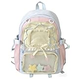 TIAASTAP Kawaii - Mochila escolar bonita – Preppy Ita, mochila estética japonesa para niñas, niños y adolescentes, B02-azul, Mochilas daypack