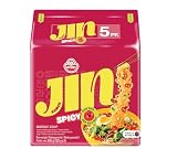 Ottogi Jin Ramen Spicy - Pack de 5 fideos instantáneos picantes auténticos coreanos, 5 x 120 g, OG ASIA – 600 g