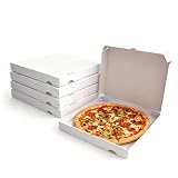 VASOMADRID - Cajas para Pizza de Cartón Blanco 100 uds de 26x26x3,50 cm Reutilizables con Montaje Automático Rápido y Resistente al Calor