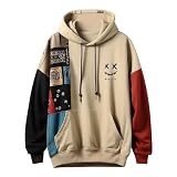 Genérico Sudadera con Capucha Japonesa para Hombre, Talla Grande, Vintage, Manga Larga, Tiempo Libre, Harajuku, Deportiva cordón y Bolsillos,