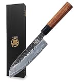 MITSUMOTO SAKARI Cuchillo Santoku, Cuchillo Cocina de Acero de Alto Carbono