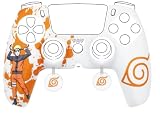 Konix Naruto Shippuden Caracasa Protectora para Mando DualSense de PS5 - Silicona - Apoyos para Pulgares - Diseño Konoha, Naruto - Blanco