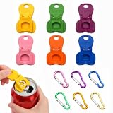 ARYIMYDP Set 6 Abridor de Latas Manual, Protector y Abrelatas con Mosquetón, para Refresco, Cerveza, Bebidas, 6 Colores Surtidos