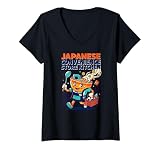 Mujer Konbini Snack Club Cultura gastronómica Inspirada en Japón Camiseta Cuello V
