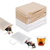 Bolsas desechables con cordón de filtro de té suelto, 100 unidades vacías (6 x 8 cm). (200 Piezas)