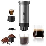 Vunzo Cafetera de café espresso eléctrica portátil, autocalentamiento con USB-C, cafetera de cápsula, minicafetera de viaje, cafetera de camping