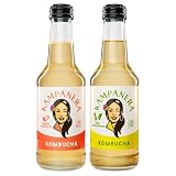 Kampanera - Pack Kombucha Tropical - 12 Botellas de 250 ml - Mango y Maracuyá - Piña y Hierbabuena - Kombucha Artesanal - Sin Azúcares Añadidos - Fermentación Natural