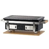 BBQ-Toro Barbacoa de Cerámica con Base de Madera | 50 x 23 x 17 cm | Parrilla de Mesa Hibachi | Miniparrilla sin Electricidad | Barbacoa Portátil de Carbón, Parrilla de Mesa Portátil