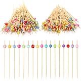 Pack de 200 palillos de bambú de 12 cm multicolor, brochetas para postres, cócteles, canapés, finger foods, bodas y fiestas