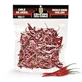 Chiles de árbol secos enteros 75 g - Totalmente naturales, de alto picor, sabor intenso y ahumado para un auténtico sabor mexicano. Ideales para tacos de birria, sopas, salsas y enchiladas.