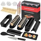 HI NINGER Kit de Sushi 20 Piezas, Sushi Maker para Principiantes, Negro | Con esterilla, moldes de arroz, moldes para onigiri, cuchillo, palillos y plato para sushi; ideal para sushi en familia.