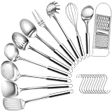 Bestdin Utensilios de Cocina - 22 Piezas Accesorios Cocina con Ganchos, Aptos para Lavavajillas y Pulidos a Alto Brillo, Incluye Menaje de Cocina como Cucharones de Cocina y Espatula Cocina
