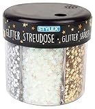 Stylex 23387 – Decoración de purpurina en una práctica lata con corazones y estrellas en 6 modelos diferentes, para manualidades y decoración