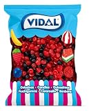 Vidal Golosinas. Moritas Brillo. Caramelos de goma en forma de mora con acabado brillante y sabor intenso a mora. Colores rojo y negro. Sin gluten ni grasa. Bolsa 645 u