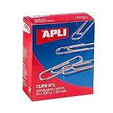APLI 19659 - pack de clips galvanizados nº2 32 mm - 1000 unidades.