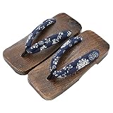 Zuecos de madera geta, japoneses, para hombre, tradicionales, azul, blanco, 42 EU