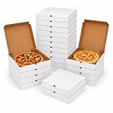 Genérico 50 Cajas para Pizza Blancas 33 x 33 x 4 cm – Cajas Premium E-Flute 400 g/m² – Cartón Kraft Plegable – Pack de 50
