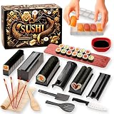 Pukpu Kit Sushi 15 Piezas – Sushi Kit para Hacer Sushi en Casa con Moldes Nigiri, Esterillas de Bambú, Cuchillo, Palillos, Bandeja y Guía – Regalo para Principiantes