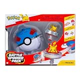 Paquete Pikachu Battle Spinner de Pokémon - Spinner de Batalla con Lanzador Giratorio Super Ball