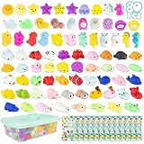 BONNYCO Squishy Pack 80 Regalos Cumpleaños Niños Colegio, Juguetes Kawaii | Mochi Squeeze para Detalles Cumpleaños Niños, Relleno Piñata, Regalitos Invitados Fiesta Infantil. Regalos Alumnos Primaria
