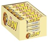 Nestlé Lion Barritas blancas/crujientes de gofre crujiente, cereales y caramelo envueltas con chocolate blanco – cuidado rápido / barras de chocolate 24 unidades