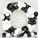 Teselife Arco Globos Blanco y Negro, 119Piezas Kit Guirnalda Globo Negro Blanco Niña Niño Hombres Mujer Baby Shower Cumpleaños Boda Comprometimo Aniversario Graduación Valentín Mascarada Decoración
