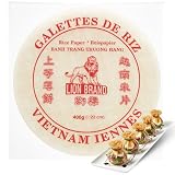 Papel de Arroz Comestible, Wafer Paper, Obleas de Arroz, Banh trang, Apto para Rollitos, Dumplings, Recetas Dulces, Saladas, para Freír, al Vapor, 400 Gramos, Sin gluten, Tamaño 22 cm