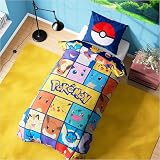 Get Trend Pokemon Ropa de Cama Infantil 135x200 cm con Funda de Almohada, Juego de Cama Reversible con Pikachu y Amigos, Regalos Niños y Regalos Adolescentes (Multi Pokemon, Individual)